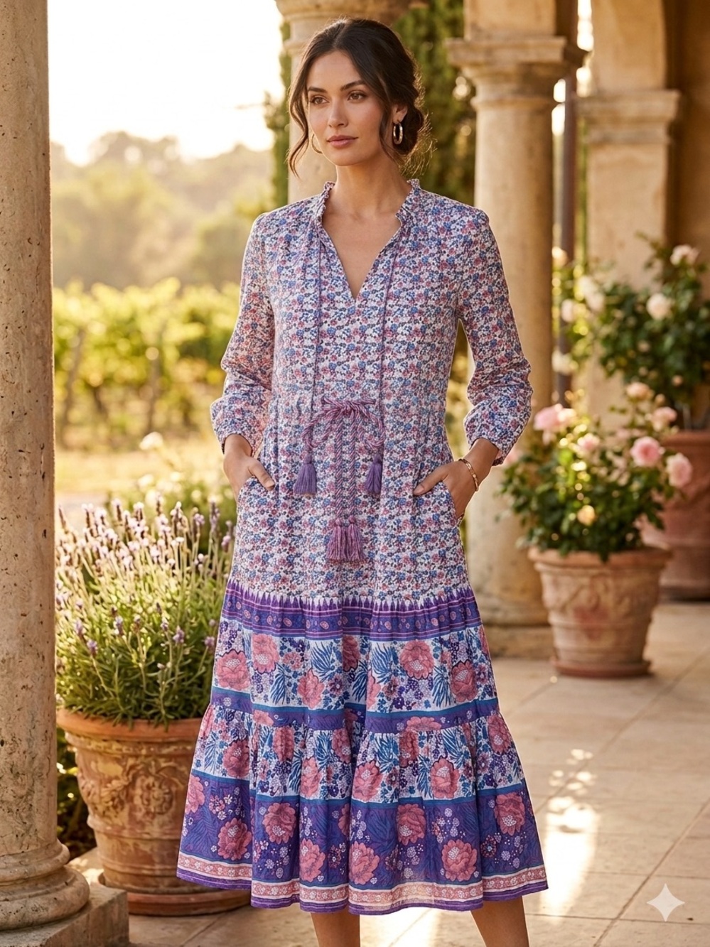 Mille Astrid Dress in Bluebell - 100% Cotton - Size 2 (Fits XS-M)
